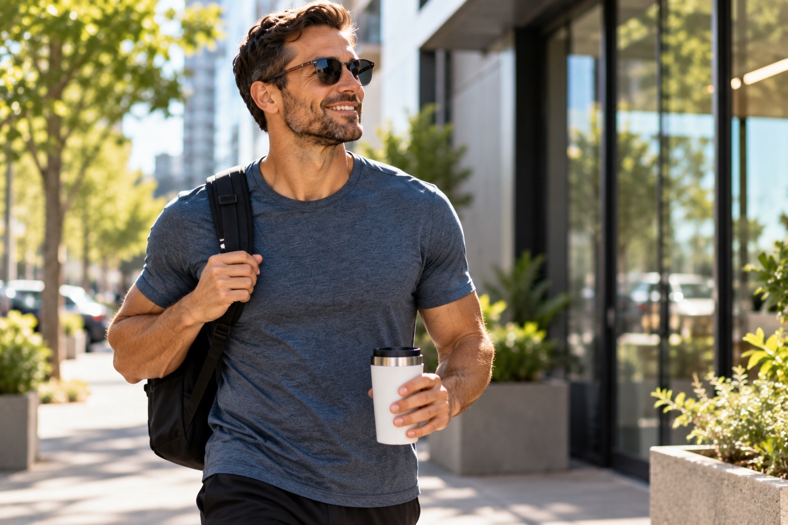A person out walking in the city