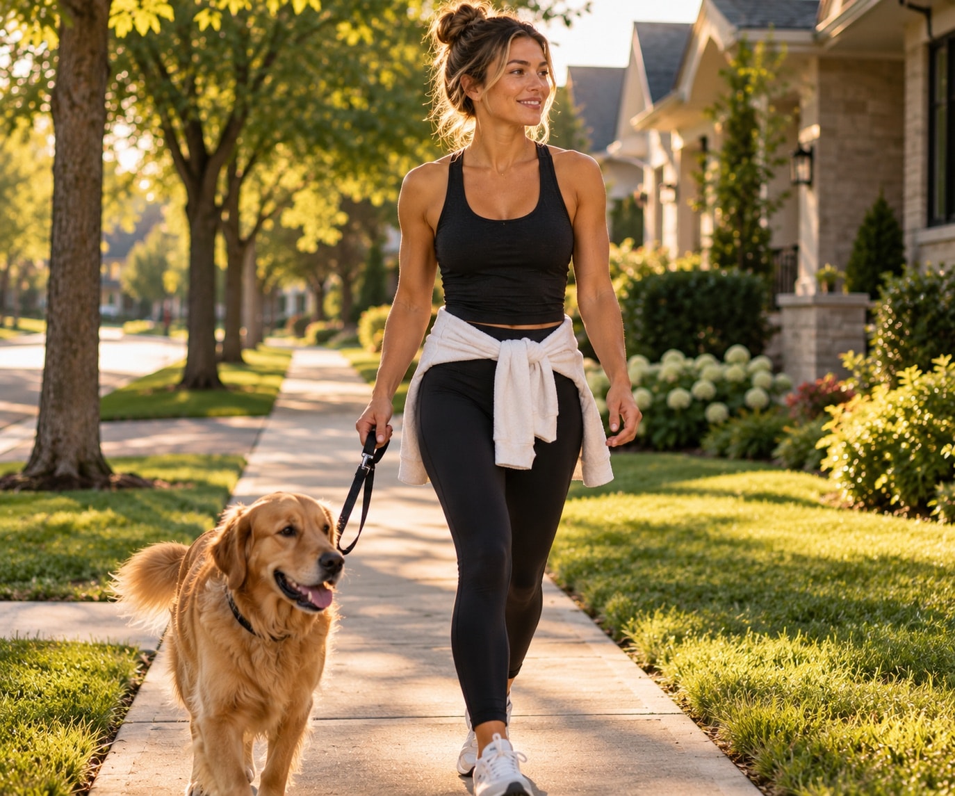 A person walking their dog