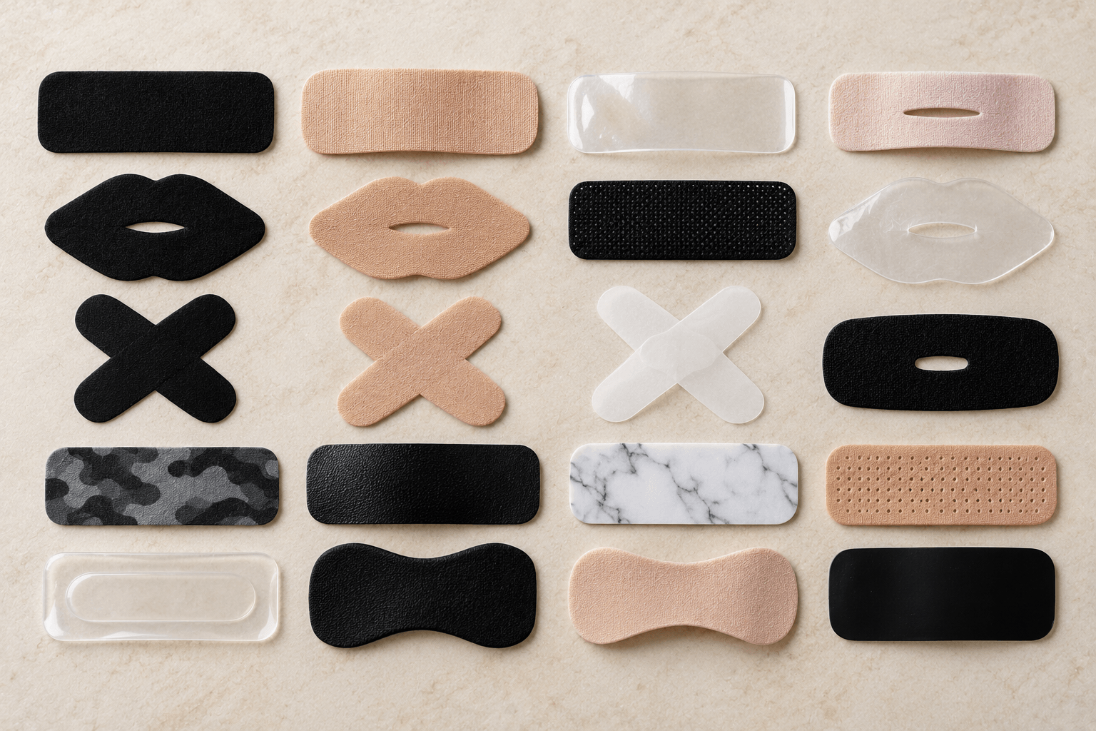 Mouth tape strips laid flat